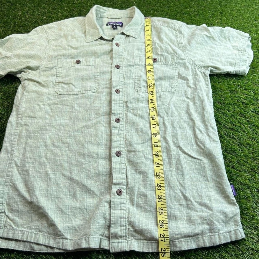 Patagonia Hemp Organic Cotton Button Up Shirt Light Green Outdoor Mens Medium - Picture 6 of 7